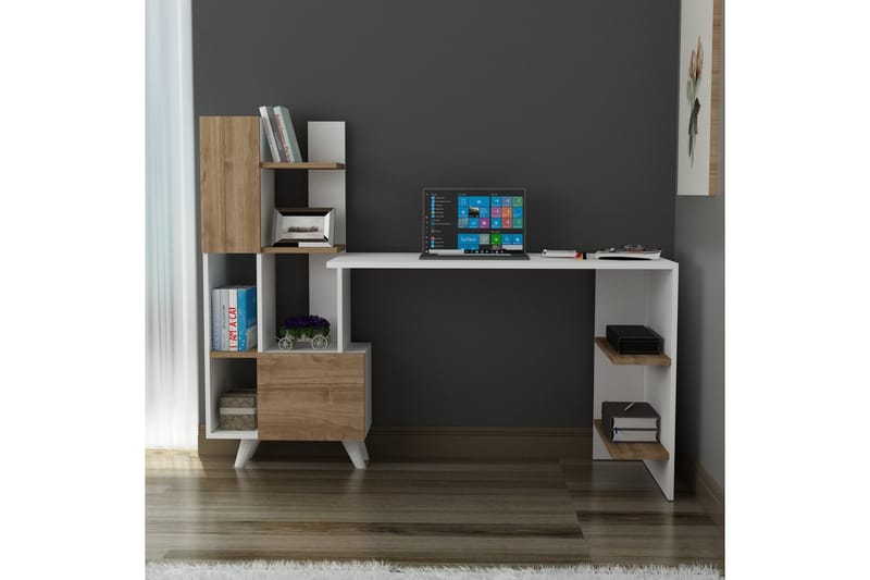 Skrivbord Etormay 60x170 cm Vit/Brun - Hanah Home - Möbler - Bord & matgrupp - Kontorsbord - Skrivbord