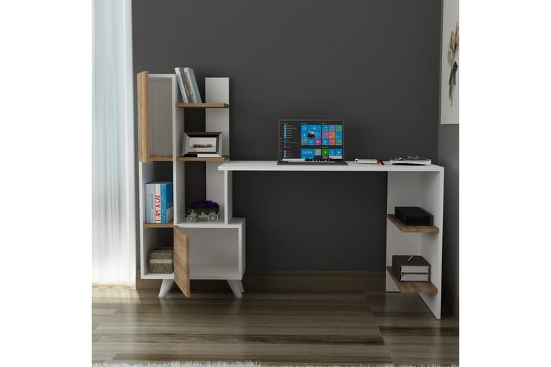 Skrivbord Etormay 60x170 cm Vit/Brun - Hanah Home - Skrivbord - Datorbord