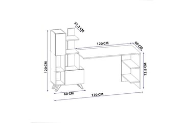 Skrivbord Etormay 60x170 cm Vit/Brun - Hanah Home - Möbler - Bord & matgrupp - Kontorsbord - Skrivbord