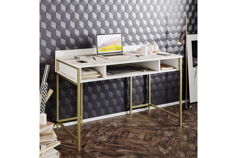 Fagersanna Skrivbord 120 cm med Förvaring 3 Hyllor - Guld - Möbler - Bord & matgrupp - Kontorsbord - Skrivbord