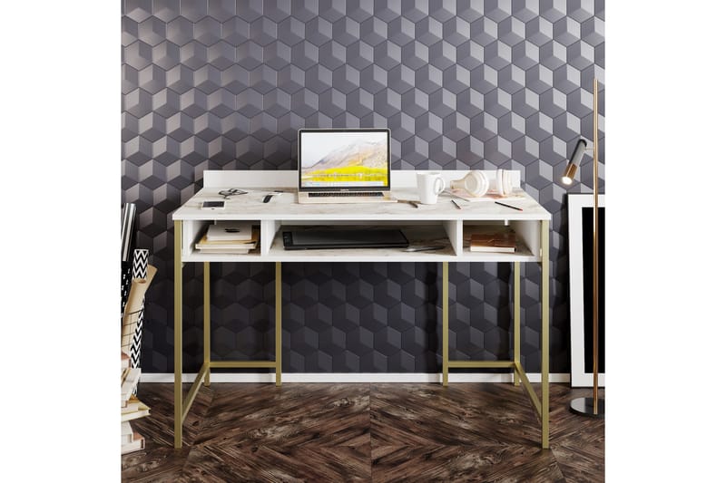 Fagersanna Skrivbord 120 cm med Förvaring 3 Hyllor - Guld - Möbler - Bord & matgrupp - Kontorsbord - Skrivbord