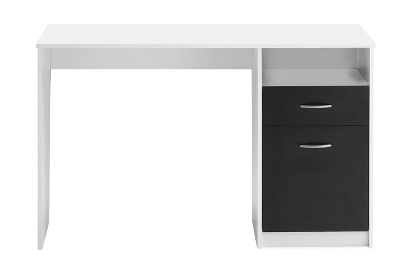 FMD Skrivbord med 1 låda 123x50x76,5 cm vit och svart - Vit - Skrivbord - Datorbord