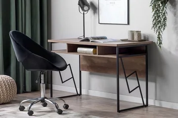 Forresa Skrivbord 120 cm med Förvaring Hylla - Mörkbrun/Svart - Möbler - Bord & matgrupp - Kontorsbord - Skrivbord