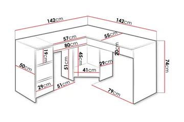 Fotyn Skrivbord 142 cm - Vit - Möbler - Bord & matgrupp - Kontorsbord - Skrivbord - Hörnskrivbord