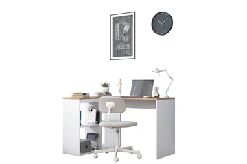 Freal Skrivbord 4 Hyllor 120 cm - Natur/Vit - Möbler - Bord & matgrupp - Kontorsbord - Skrivbord