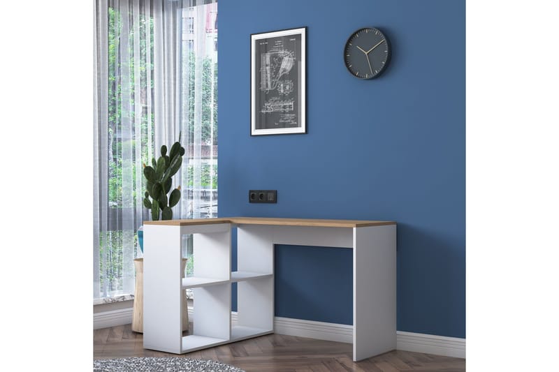 Freal Skrivbord 4 Hyllor 120 cm - Natur/Vit - Möbler - Bord & matgrupp - Kontorsbord - Skrivbord