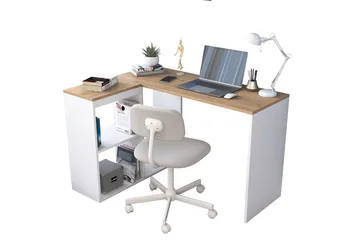 Freal Skrivbord 4 Hyllor 120 cm - Natur/Vit - Möbler - Bord & matgrupp - Kontorsbord - Skrivbord