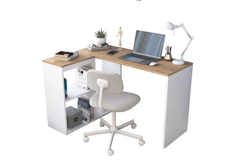 Freal Skrivbord 4 Hyllor 120 cm - Natur/Vit - Möbler - Bord & matgrupp - Kontorsbord - Skrivbord