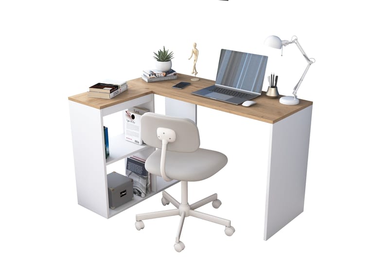 Freal Skrivbord 4 Hyllor 120 cm - Natur/Vit - Möbler - Bord & matgrupp - Kontorsbord - Skrivbord