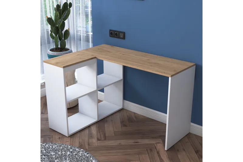 Freal Skrivbord 4 Hyllor 120 cm - Natur/Vit - Möbler - Bord & matgrupp - Kontorsbord - Skrivbord