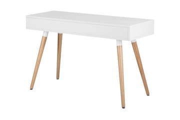 Frisange Skrivbord 120 cm med Förvaring 2 Lådor + Hylla - Vit/Mörkgrå/Brun - Möbler - Bord & matgrupp - Kontorsbord - Skrivbord