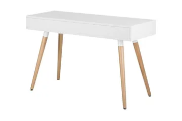 Frisange Skrivbord 120 cm med Förvaring 2 Lådor + Hylla - Vit/Mörkgrå/Brun - Möbler - Bord & matgrupp - Kontorsbord - Skrivbord