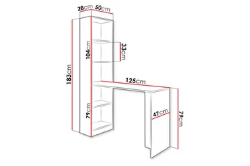 Gdeide Skrivbord 125 cm med Förvaring Hylla - Vit - Möbler - Bord & matgrupp - Kontorsbord - Skrivbord