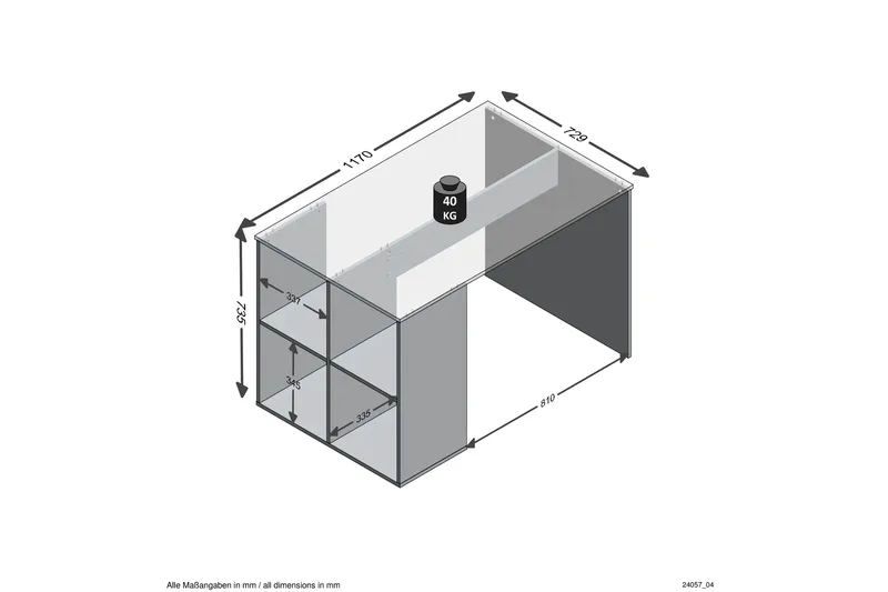 Gent Skrivbord 117 cm med Förvaring Hyllor - Grå/Natur - Möbler - Bord & matgrupp - Kontorsbord - Skrivbord