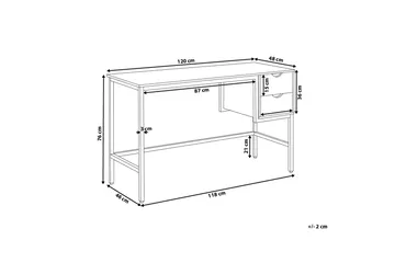 Grantha Skrivbord 120 cm med Förvaring 2 Lådor - Ljusbrun/Svart - Möbler - Bord & matgrupp - Kontorsbord - Skrivbord