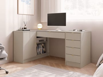 Gudelia Skrivbord 158 cm - beige - Möbler - Bord & matgrupp - Kontorsbord - Skrivbord - Hörnskrivbord