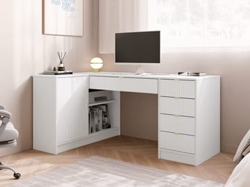 Gudelia Skrivbord 158 cm - vit - Möbler - Bord & matgrupp - Kontorsbord - Skrivbord - Hörnskrivbord
