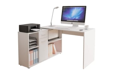 Hörnskrivbord Arminon 120 cm med Förvaring - Vit/Beige - Möbler - Bord & matgrupp - Kontorsbord - Skrivbord - Hörnskrivbord