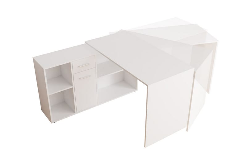 Hörnskrivbord Arminon 120 cm med Förvaring - Vit/Beige - Hörnskrivbord