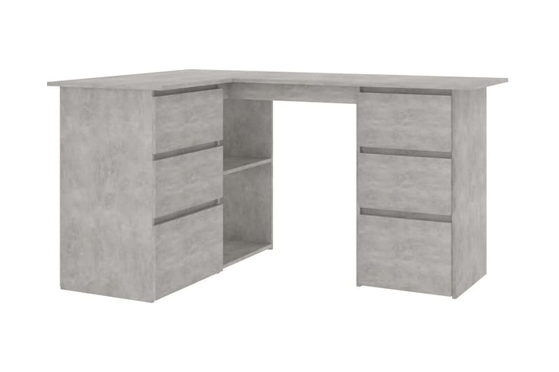 Hörnskrivbord betonggrå 145x100x76 cm spånskiva - Hörnskrivbord
