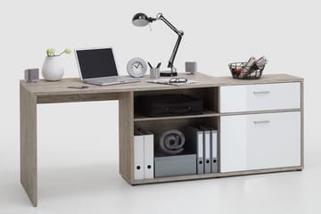Hörnskrivbord Cambara Sandek/Vit - Beige|Vit - Möbler - Bord & matgrupp - Kontorsbord - Skrivbord - Hörnskrivbord