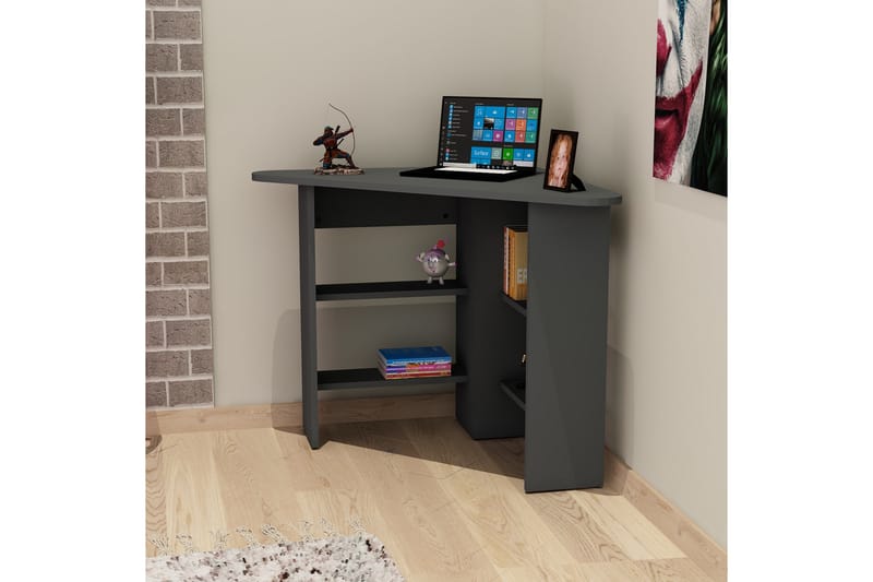 Hörnskrivbord Cornera 80 cm med Förvaring Hyllor - Antracit - Möbler - Bord & matgrupp - Kontorsbord - Skrivbord - Hörnskrivbord