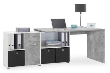 Hörnskrivbord Elaisa 136 cm med Justerbar Hylla - Betong - Möbler - Bord & matgrupp - Kontorsbord - Skrivbord - Hörnskrivbord