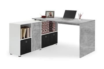 Hörnskrivbord Elaisa 136 cm med Justerbar Hylla - Betong - Möbler - Bord & matgrupp - Kontorsbord - Skrivbord - Hörnskrivbord