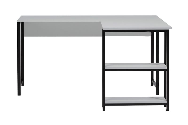 Hörnskrivbord Kocaeli 140 cm med Förvaring Hyllor - Vit/Svart - Hörnskrivbord
