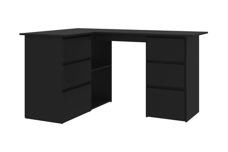 Hörnskrivbord svart 145x100x76 cm spånskiva - Hörnskrivbord