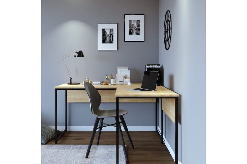 Hörnskrivbord Tasarima 160 cm - Natur/Svart - Möbler - Bord & matgrupp - Kontorsbord - Skrivbord - Hörnskrivbord