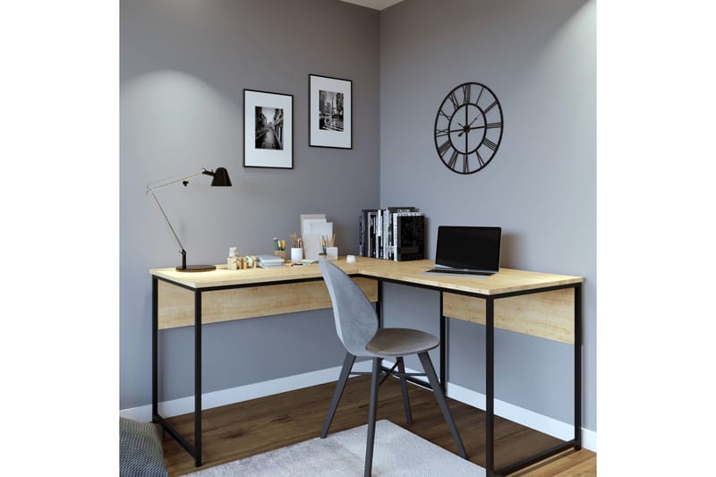 Hörnskrivbord Tasarima 160 cm - Natur/Svart - Möbler - Bord & matgrupp - Kontorsbord - Skrivbord - Hörnskrivbord