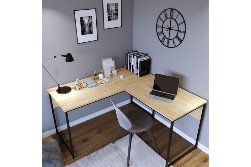 Hörnskrivbord Tasarima 160 cm - Natur/Svart - Möbler - Bord & matgrupp - Kontorsbord - Skrivbord - Hörnskrivbord
