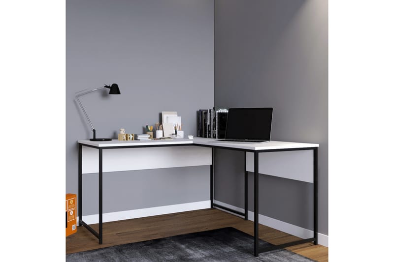 Hörnskrivbord Tasarima 160 cm - Vit/Svart - Möbler - Bord & matgrupp - Kontorsbord - Skrivbord - Hörnskrivbord