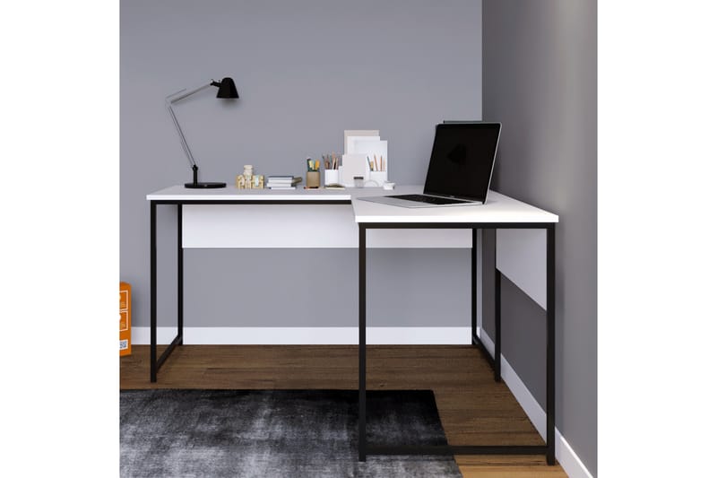 Hörnskrivbord Tasarima 160 cm - Vit/Svart - Möbler - Bord & matgrupp - Kontorsbord - Skrivbord - Hörnskrivbord