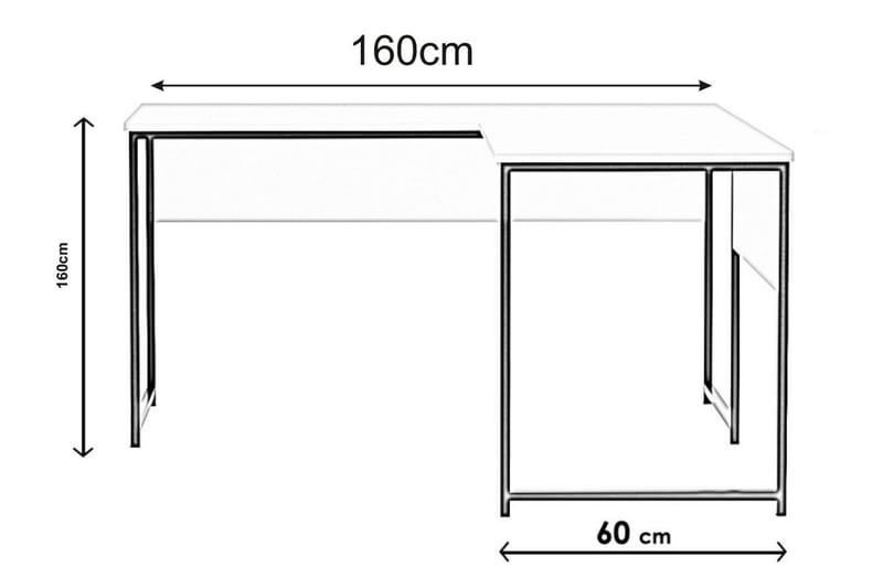 Hörnskrivbord Tasarima 160 cm - Vit/Svart - Möbler - Bord & matgrupp - Kontorsbord - Skrivbord - Hörnskrivbord