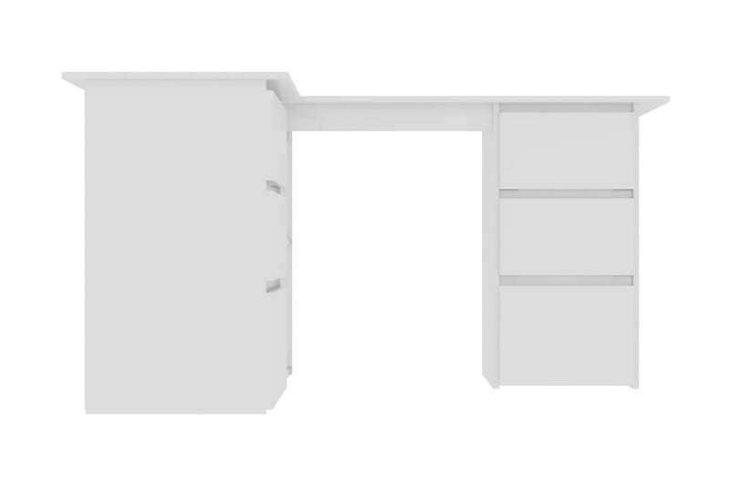 Hörnskrivbord vit högglans 145x100x76 cm spånskiva - Vit - Hörnskrivbord