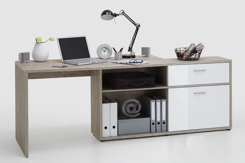 Mamoru Hörnskrivbord Sandek/Vit - Beige|Vit - Möbler - Bord & matgrupp - Kontorsbord - Skrivbord - Hörnskrivbord