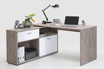 Mamoru Hörnskrivbord Sandek/Vit - Beige|Vit - Möbler - Bord & matgrupp - Kontorsbord - Skrivbord - Hörnskrivbord