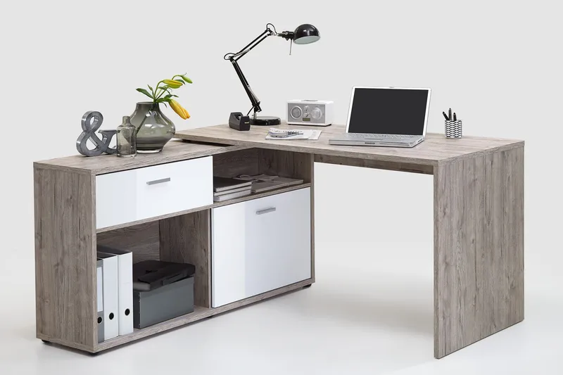 Mamoru Hörnskrivbord Sandek/Vit - Beige|Vit - Möbler - Bord & matgrupp - Kontorsbord - Skrivbord - Hörnskrivbord