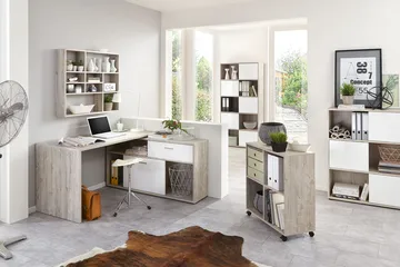 Mamoru Hörnskrivbord Sandek/Vit - Beige|Vit - Möbler - Bord & matgrupp - Kontorsbord - Skrivbord - Hörnskrivbord