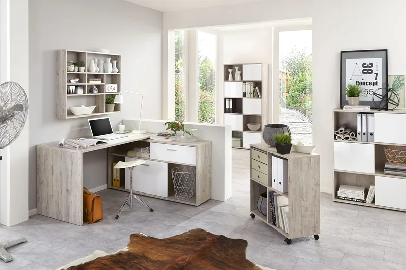 Mamoru Hörnskrivbord Sandek/Vit - Beige|Vit - Möbler - Bord & matgrupp - Kontorsbord - Skrivbord - Hörnskrivbord