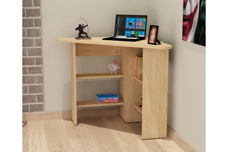 Oderzo Hörnskrivbord 80 cm med Förvaring Hyllor - Natur - Möbler - Bord & matgrupp - Kontorsbord - Skrivbord - Hörnskrivbord