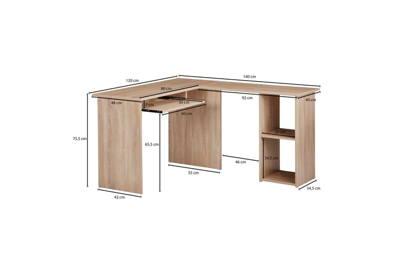 Skrivbord Gaddana 140 cm - Natur - Möbler - Bord & matgrupp - Kontorsbord - Skrivbord - Hörnskrivbord
