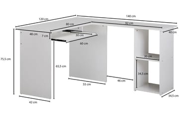 Skrivbord Gaddana 140 cm - Vit - Möbler - Bord & matgrupp - Kontorsbord - Skrivbord - Hörnskrivbord