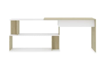 Skrivbord hörn vit och sonoma-ek 200x50x76 cm spånskiva