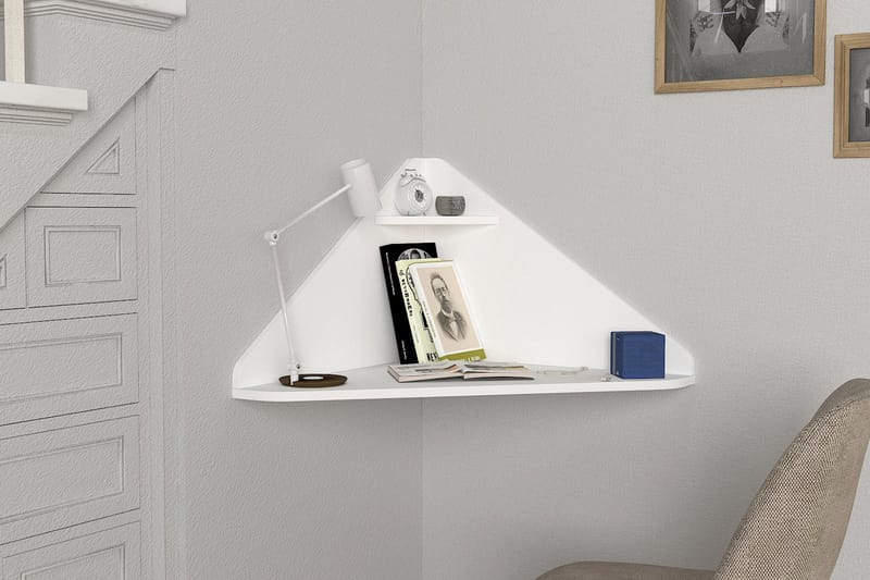 Vägghörnskrivbord Homeoffice 93 cm med Förvaring Hyllor - Hörnskrivbord