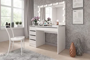 Harland Skrivbord 120 cm med 5 Förvaringslådor - Vit / Vit Högglans - Möbler - Bord & matgrupp - Kontorsbord - Skrivbord