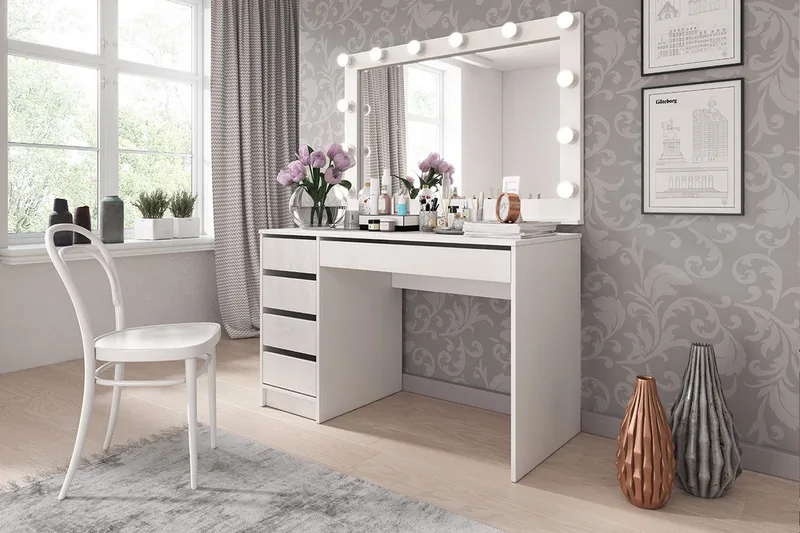 Harland Skrivbord 120 cm med 5 Förvaringslådor - Vit / Vit Högglans - Möbler - Bord & matgrupp - Kontorsbord - Skrivbord