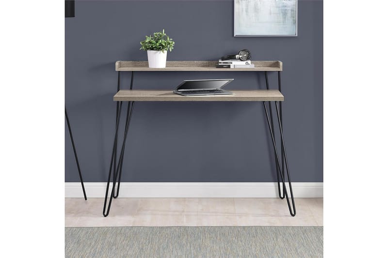 Haven Skrivbord 114 cm med Förvaring Hylla Grå/Svart - Dorel Home - Möbler - Bord & matgrupp - Kontorsbord - Skrivbord